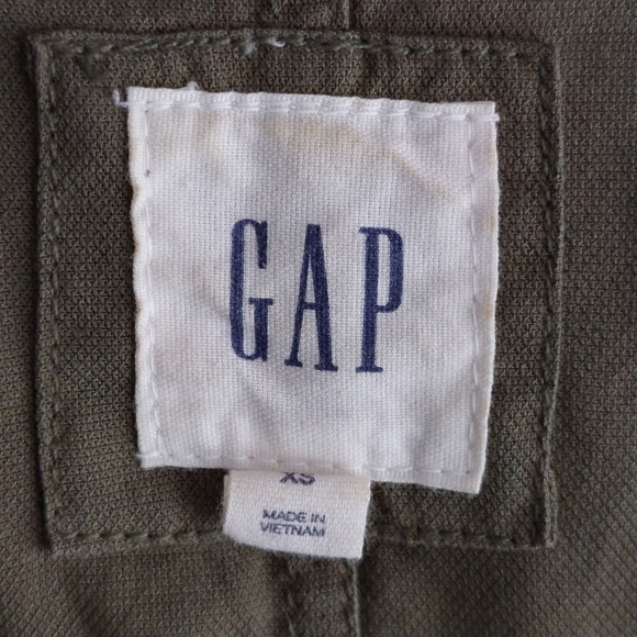 Gap Olive Green Drawstring Snaps Flap Pockets Casual Army Vest Z9 - Picture 5 of 7